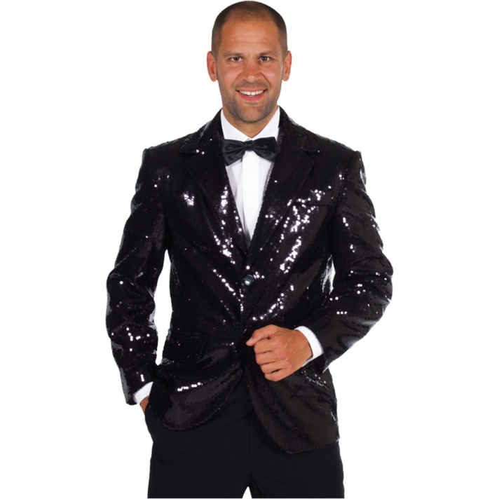 1950s Style Sequin Jacket Black DH24