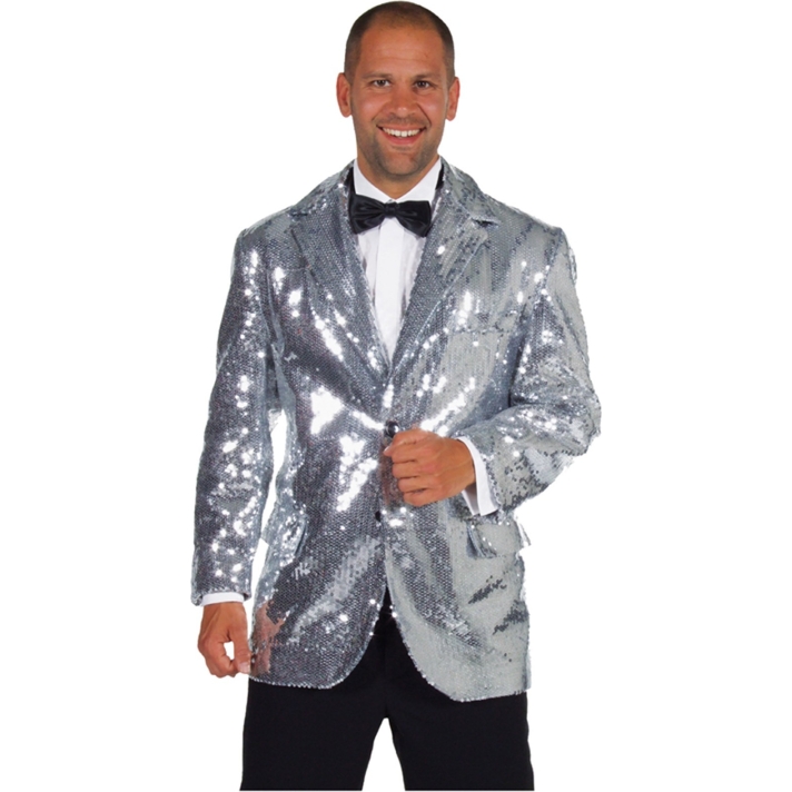 1950s Style Sequin Jacket Silver DH26A