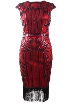 Gatsby Black Burgundy Dress H36