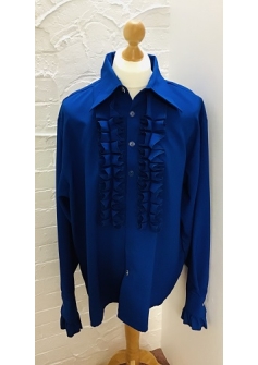 Genies 70s Shirt Frilled Blue