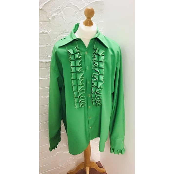 70s Frilled Shirt Green