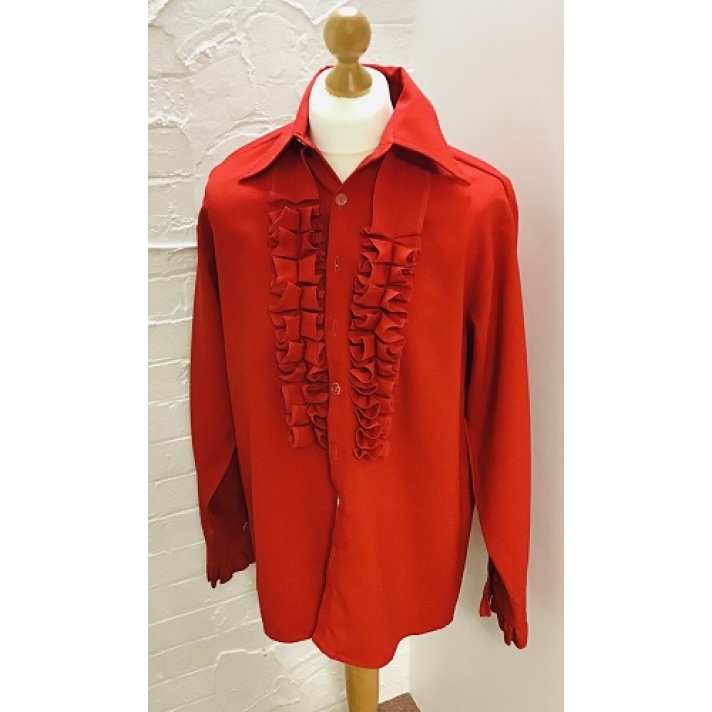 70s Frilled Shirt Red XXL