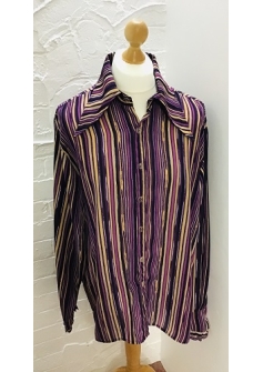 Genies 70s Shirt Stripe Purple Beige AC21
