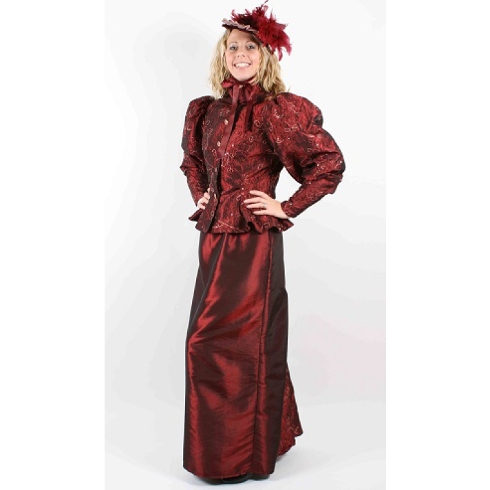 Victorian Lady Burgundy Taffeta and Sequin