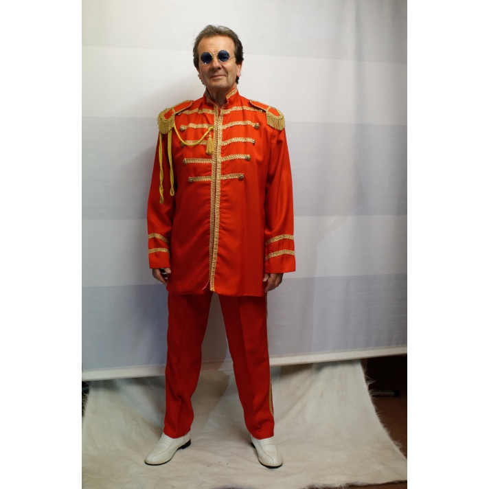 1960s The Beatles Sgt Pepper style red suit mens George Harrison fancy dress party costume DB17