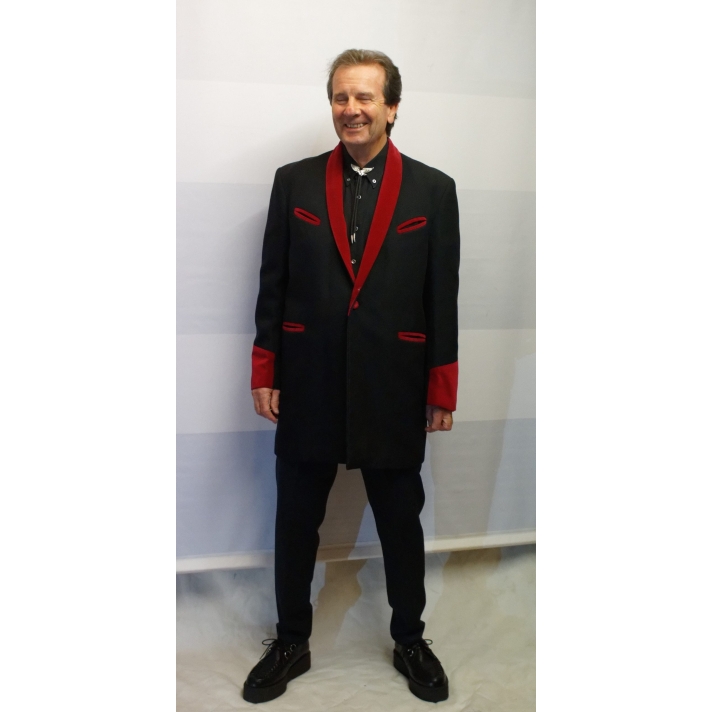 1950s Teddy Boy Suit Black And Burgundy Red DH15