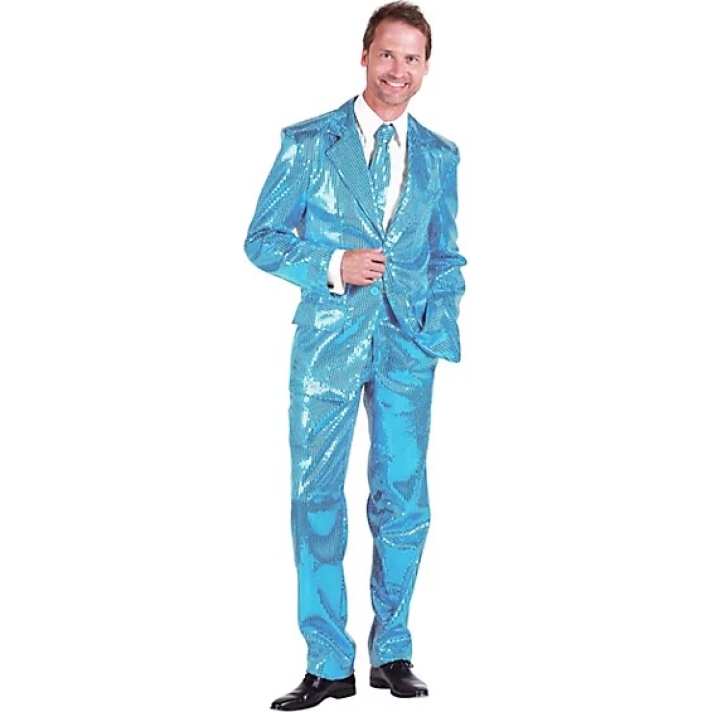 Turquoise Blue Sequin 3 Piece Suit