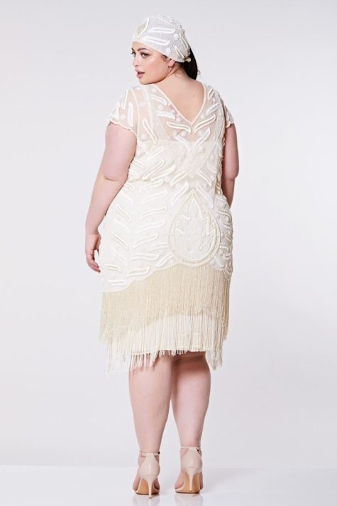 1920s Cream Beaded Evening Dress