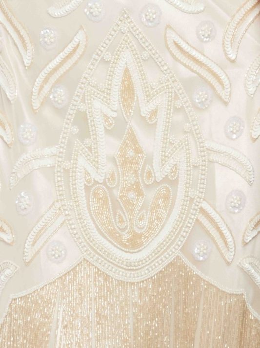 1920s Cream Beaded Evening Dress