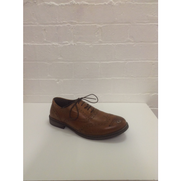 Brogues Lace Up Leather Upper Brown Shoes Size 8