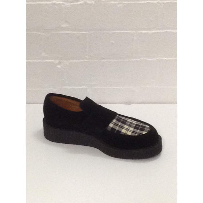 1950s Crepe Shoes Black Leopard Print Check Vintage Sole Trader UK 8