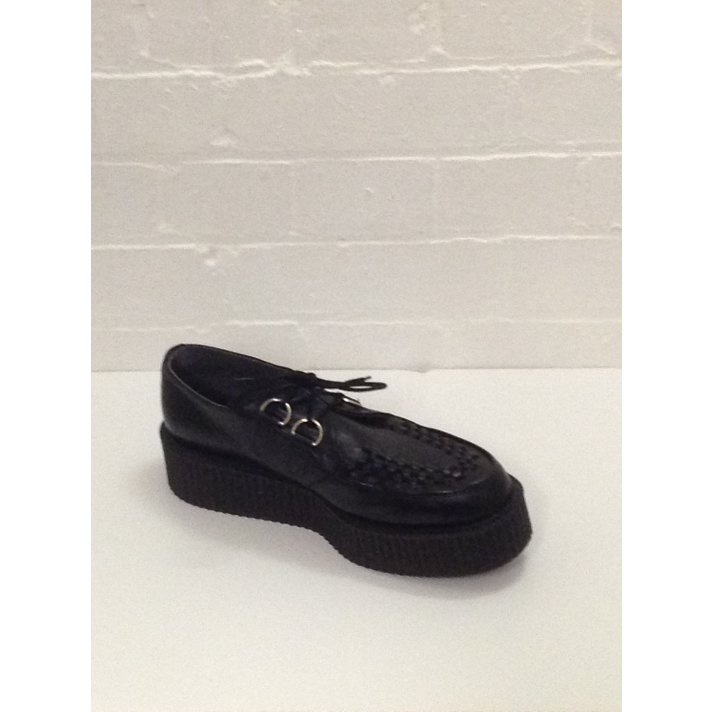 1950s Crepe Shoes Black Leather Fantasy Shoes UK 4 and 9