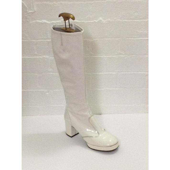 1960s Biba White Patent Boots Fantasy Shoes UK 6 or 7