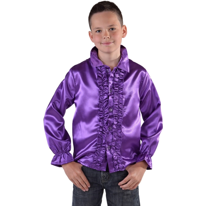 1970s Frilled Satin Childs Shirt Purple Magic By Freddys AC1A