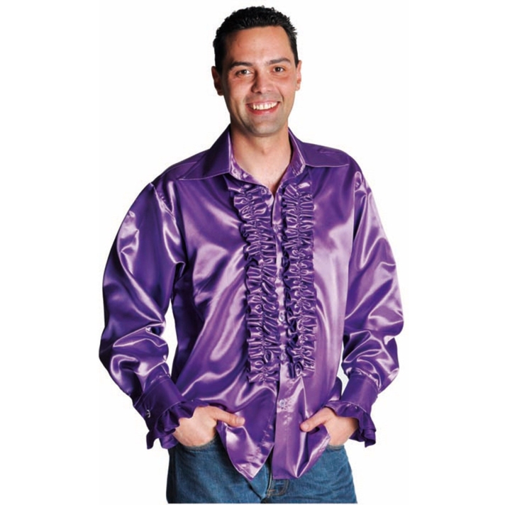 1970s Frilled Satin Adult Shirt Purple Magic By Freddys AC1B AC12C