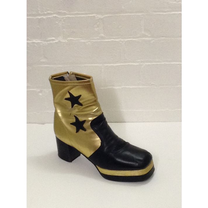 1970s Star Platform Gold And Black Ankle Boots Fantasy Shoes Lenny Star 10