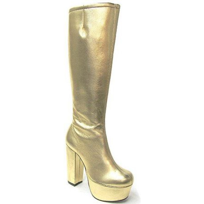 1970s Gold Platform Boots Fantasy Shoes 6