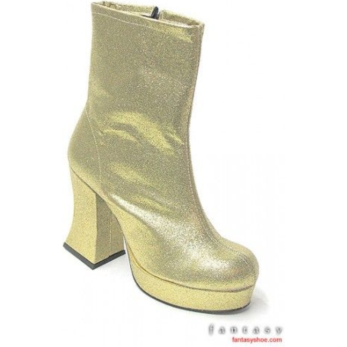1970s Gold Platform Ankle Boots Lisa Cloud Fantasy Shoes 6