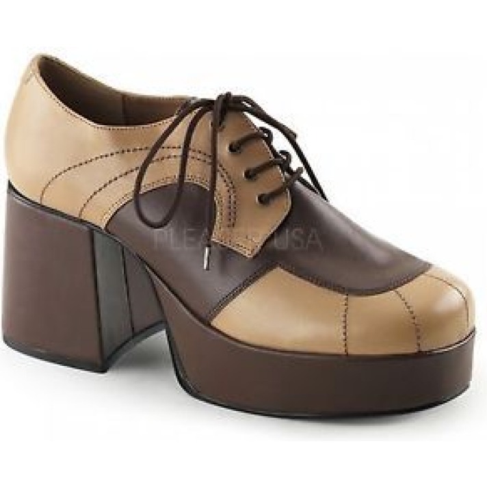 1970s Platform Shoe Two Tone Brown Jazz 06