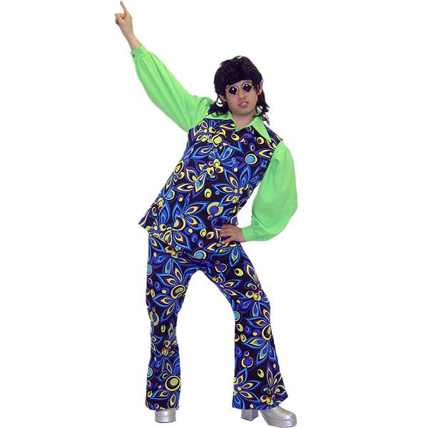 1970s Multi Swirl Flared Suit Make Believe AD22C