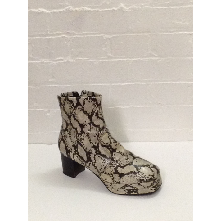 1970s Natural Snake Skin Print Platform Boots Fantasy Shoes Lenny 11