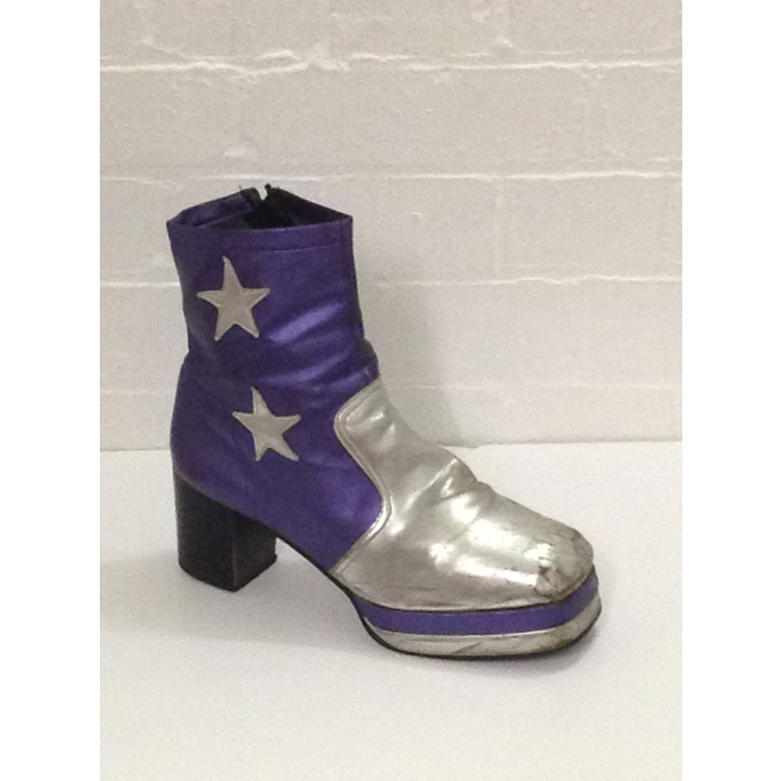 1970s Purple Black Star Platform Boots Fantasy Shoes Lenny Star 9