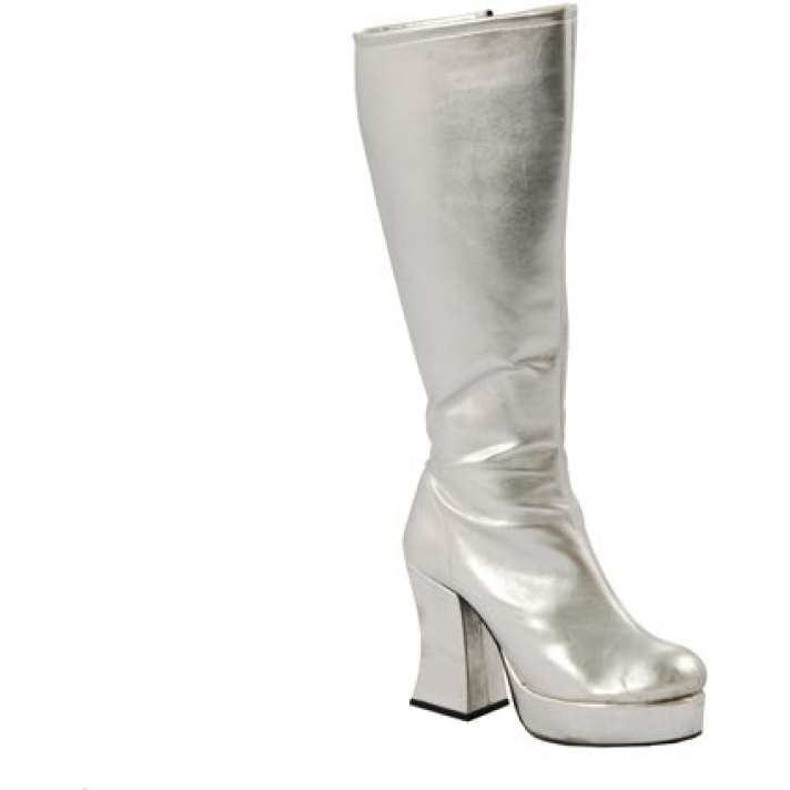 1970s Silver Platform Boots Fantasy Shoes 6