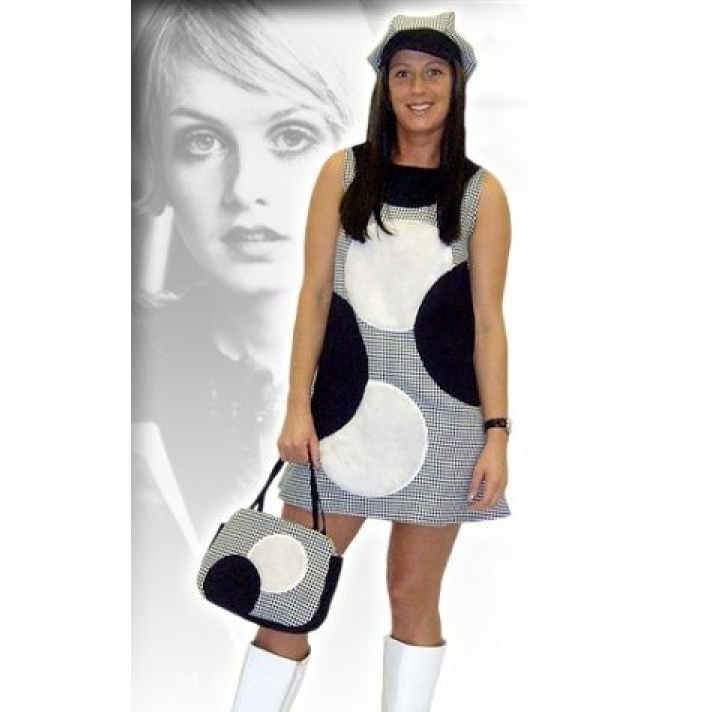 60s Dogtooth Black And White Check Dress Set Make Believe AQ32B AQ32C