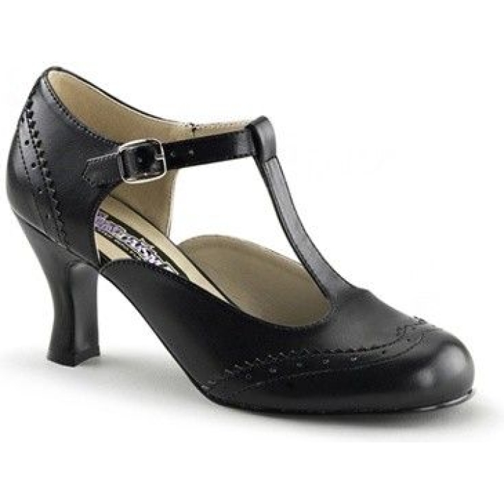 1920s Gatsby T Bar Buckle Black Shoe Pleaser Flapper – 26