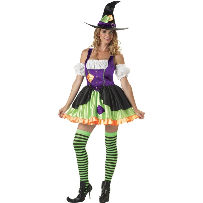 Witch Witchful Thinking womans fancy dress Halloween villain hire costume In Character Q5A